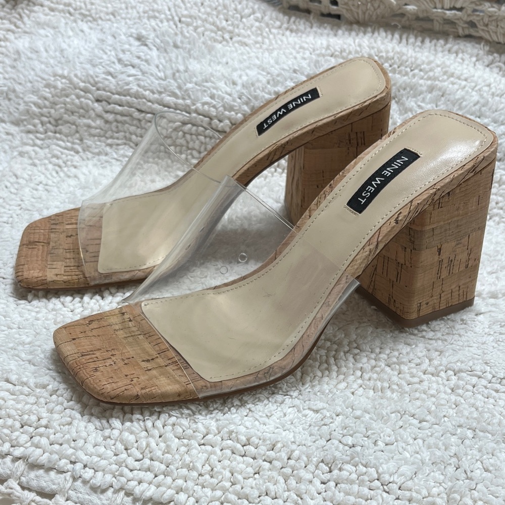 Nine West Cork Block Heels with Clear Straps